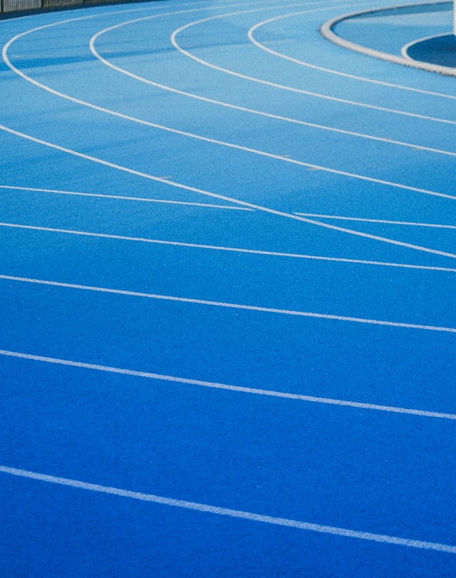 Blaue Stadionlaufstecke