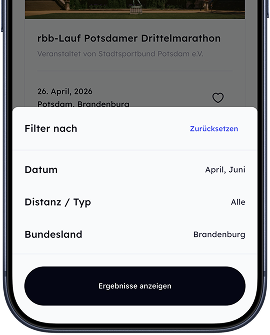 App-Screen: Aufklappbares Panel mit Filteroptionen